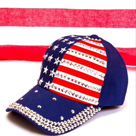 USA Rhinestone Baseball Cap - Picture 4 of 14